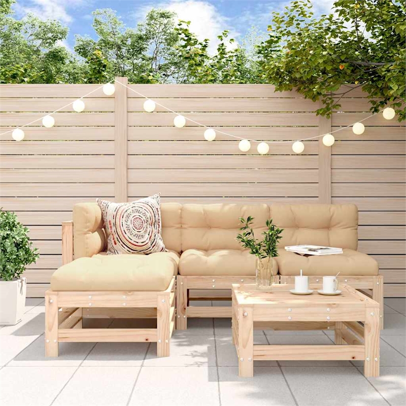 vidaXL 5 Piece Wood Garden Lounge Set in Natural