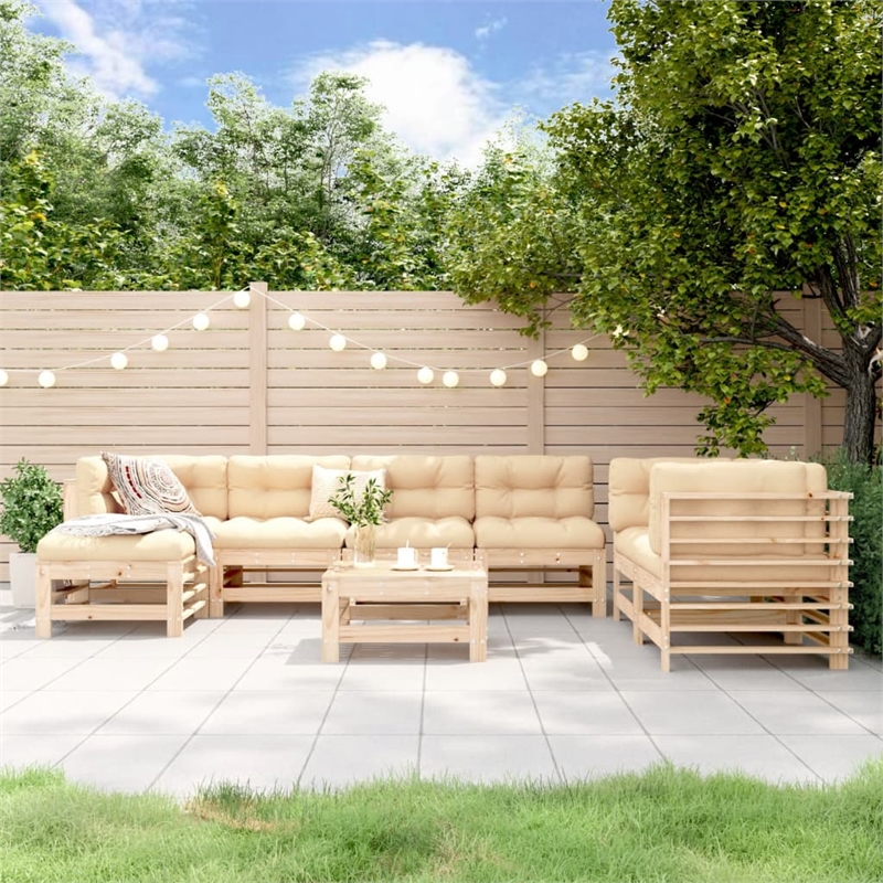 vidaXL Wood Large Garden Lounge Set in Natural