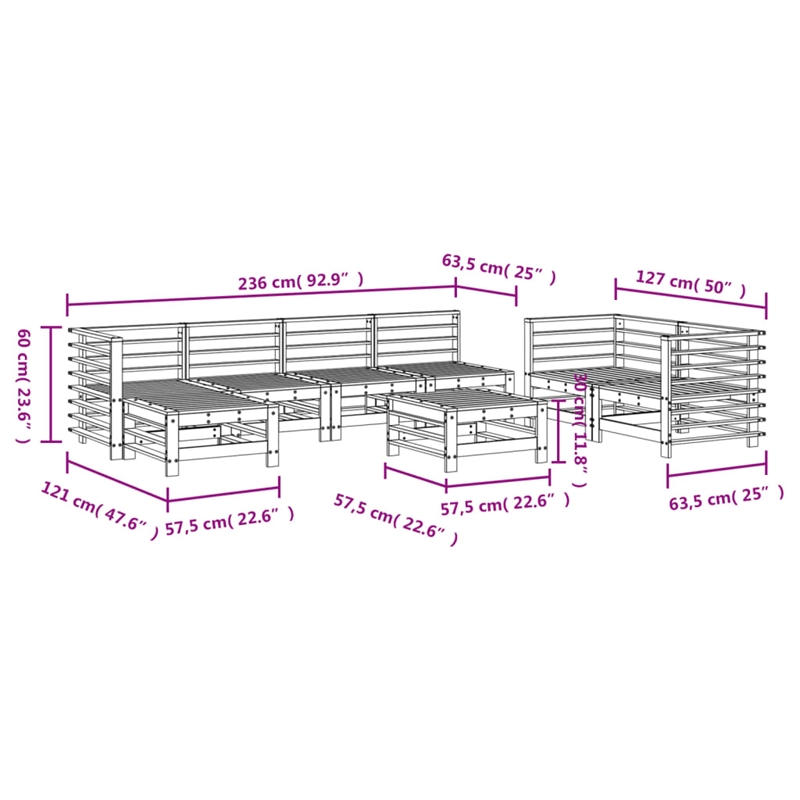 vidaXL Wood Large Garden Lounge Set in Natural