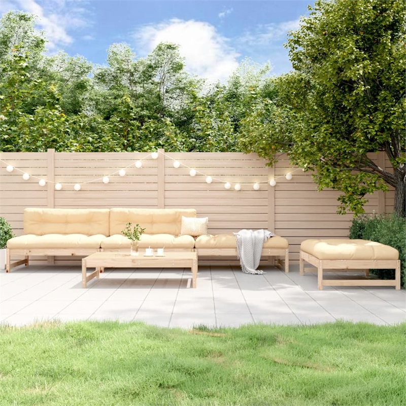 vidaXL 5 Piece Wood Large Garden Lounge Set in Natural