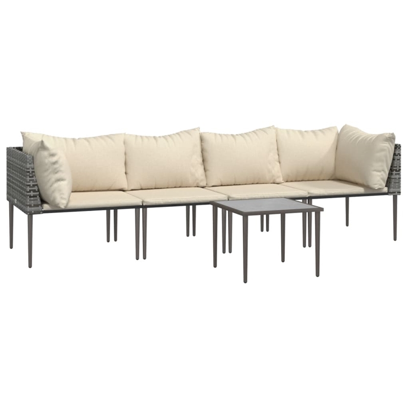 vidaXL 5 Piece Poly Rattan Garden Lounge Set in Gray/Beige