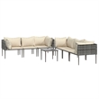 vidaXL 7 Piece Poly Rattan Garden Lounge Set in Gray/Beige