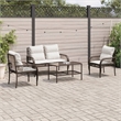 vidaXL 4 Piece Patio Sofa Set in White/Brown/Cream