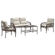 vidaXL 4 Piece Patio Sofa Set in White/Brown/Cream