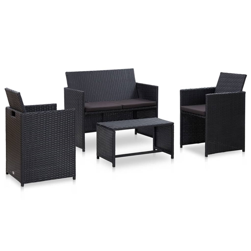 vidaXL 4 Piece Steel Lounge Set in Black