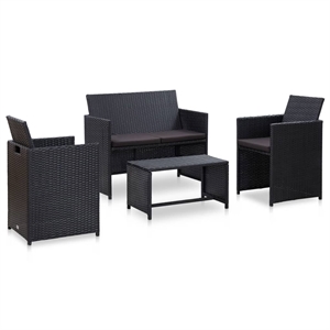 vidaXL 4 Piece Steel Lounge Set in Black