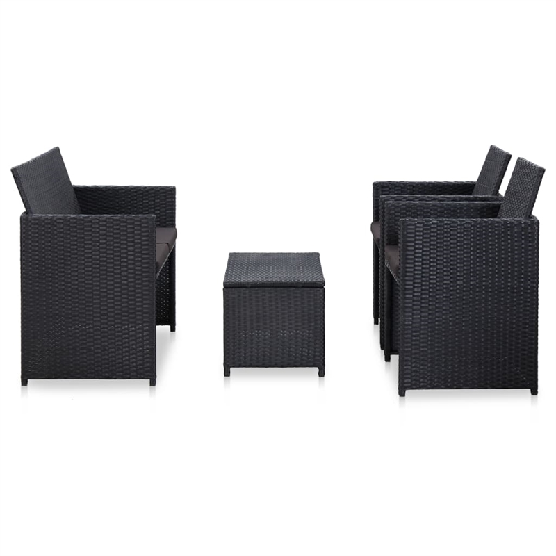 vidaXL 4 Piece Steel Lounge Set in Black