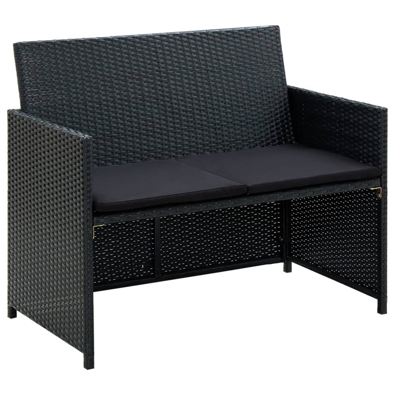 vidaXL 4 Piece Steel Lounge Set in Black