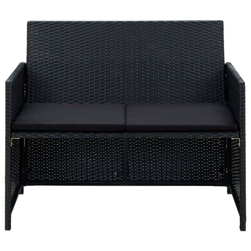 vidaXL 4 Piece Steel Lounge Set in Black