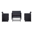 vidaXL 4 Piece Steel Lounge Set in Black