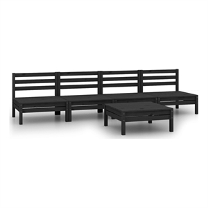 vidaXL 5 Piece Wood Medium Garden Lounge Set in Black