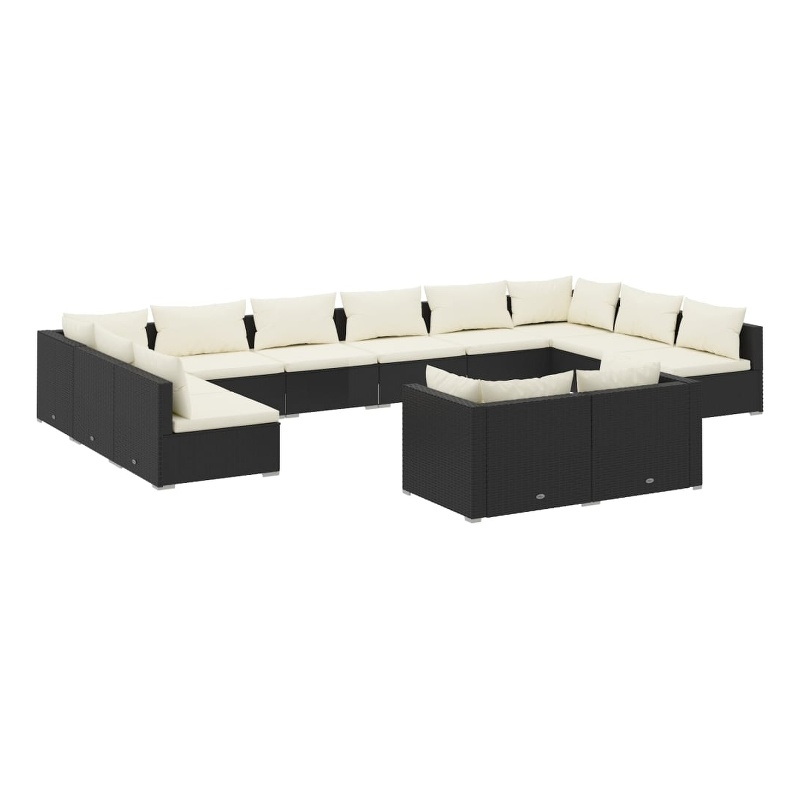 vidaXL Steel Large Garden Lounge Set in Black/Cream