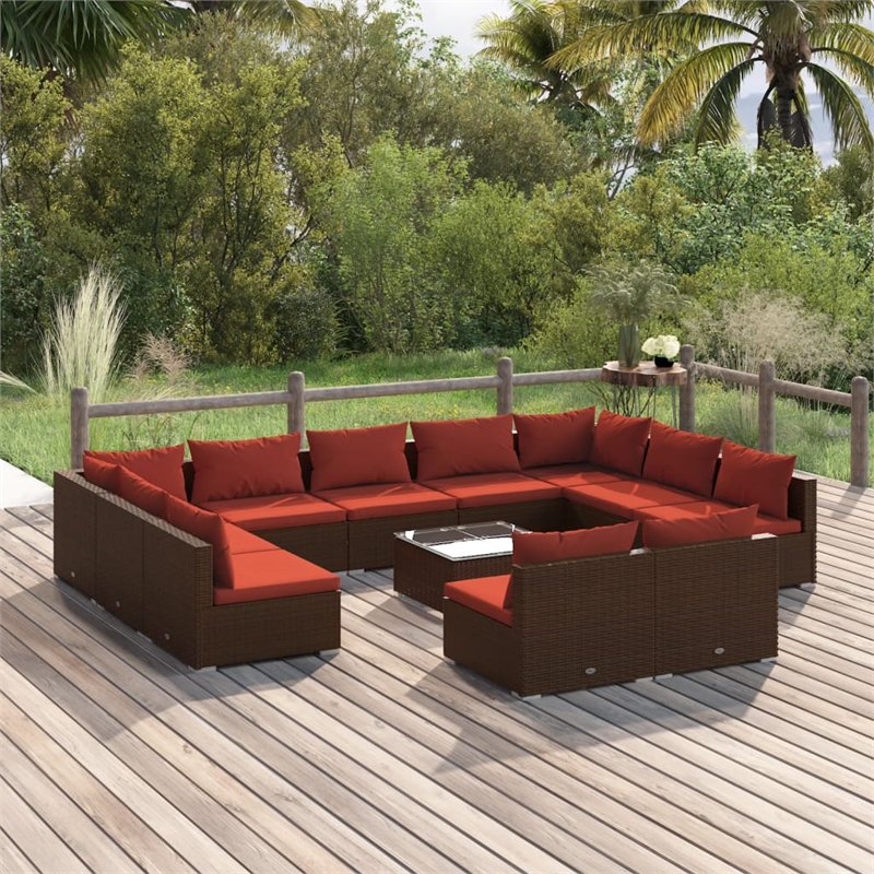 vidaXL 12 Piece Steel Garden Lounge Set in Brown