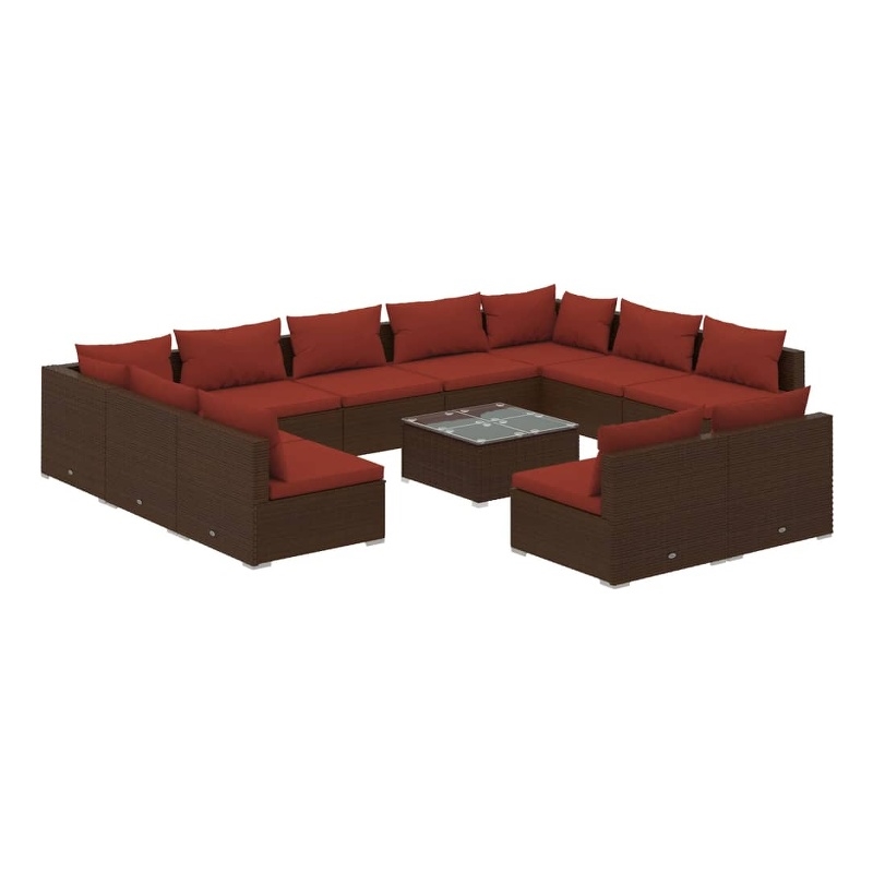 vidaXL 12 Piece Steel Garden Lounge Set in Brown