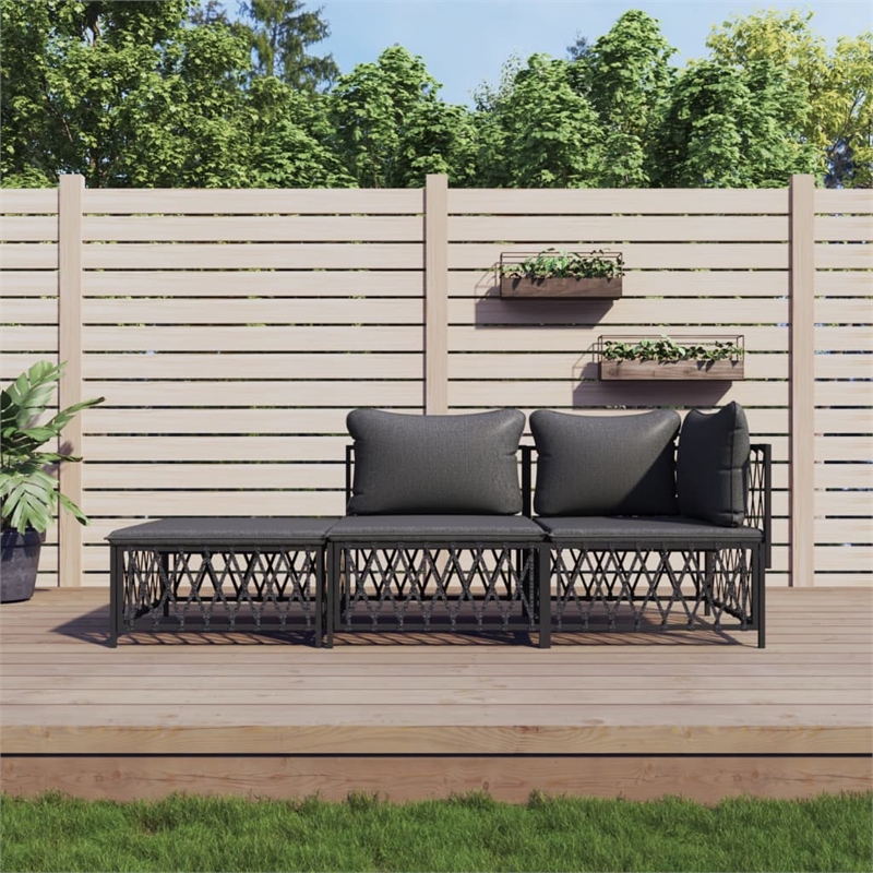 vidaXL 3 Piece Steel Garden Lounge Set in Anthracite