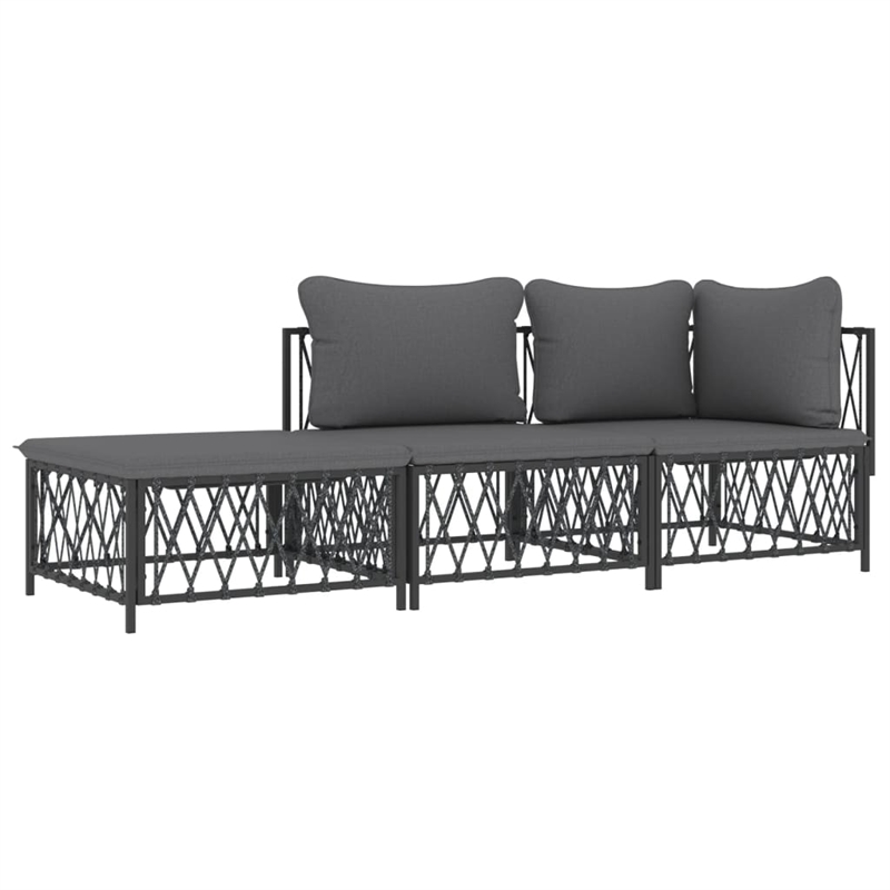 vidaXL 3 Piece Steel Garden Lounge Set in Anthracite