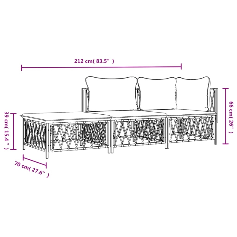 vidaXL 3 Piece Steel Garden Lounge Set in Anthracite