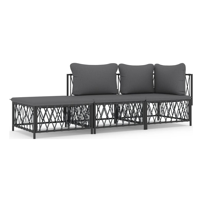 vidaXL 3 Piece Steel Garden Lounge Set in Anthracite