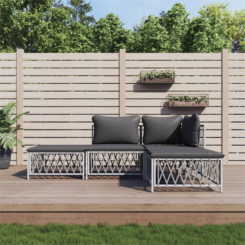 vidaXL Steel Garden Lounge Set in White