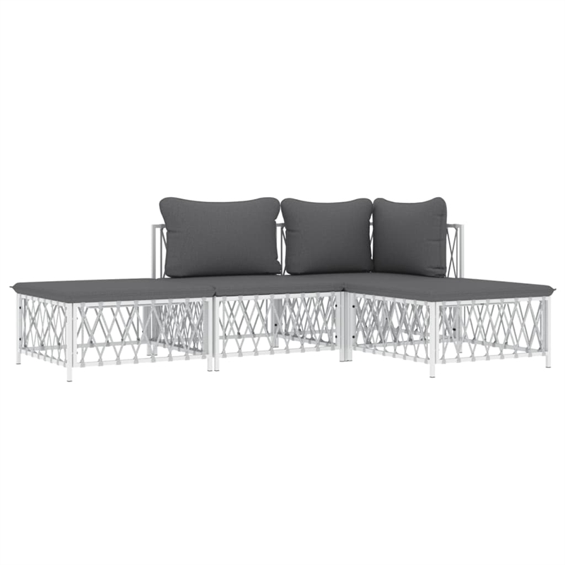 vidaXL Steel Garden Lounge Set in White