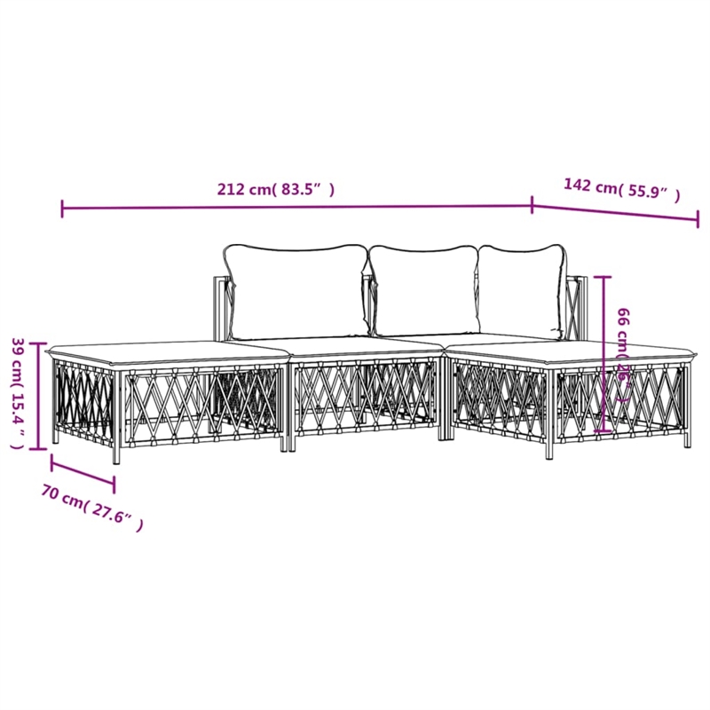 vidaXL Steel Garden Lounge Set in White