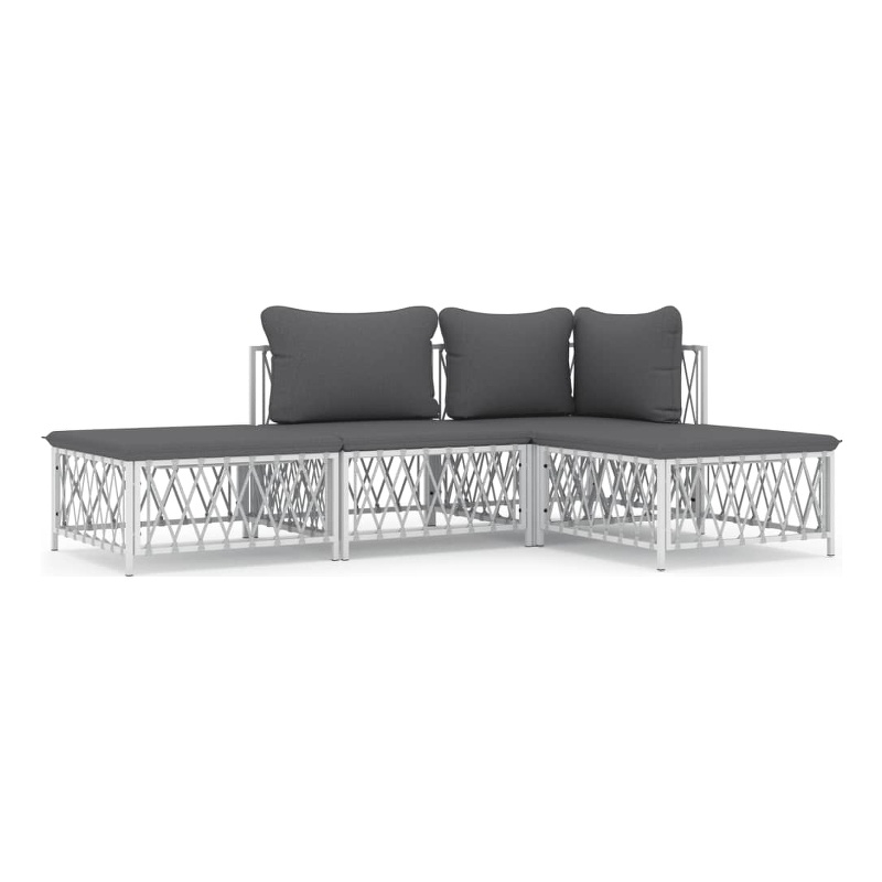 vidaXL Steel Garden Lounge Set in White