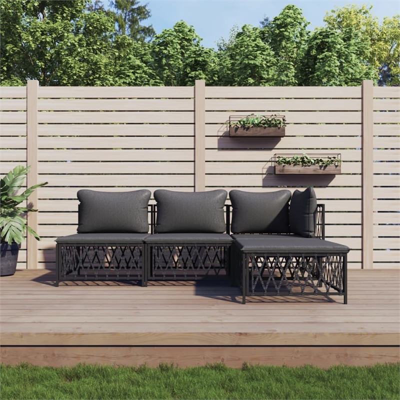 vidaXL 4 Piece Steel Small Lounge Set in Gray/Anthracite