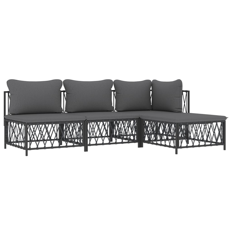 vidaXL 4 Piece Steel Small Lounge Set in Gray/Anthracite