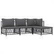 vidaXL 4 Piece Steel Small Lounge Set in Gray/Anthracite