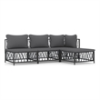 vidaXL 4 Piece Steel Small Lounge Set in Gray/Anthracite