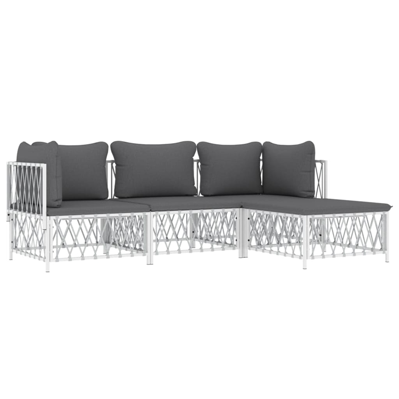 vidaXL Steel Garden Lounge Set in White/Gray