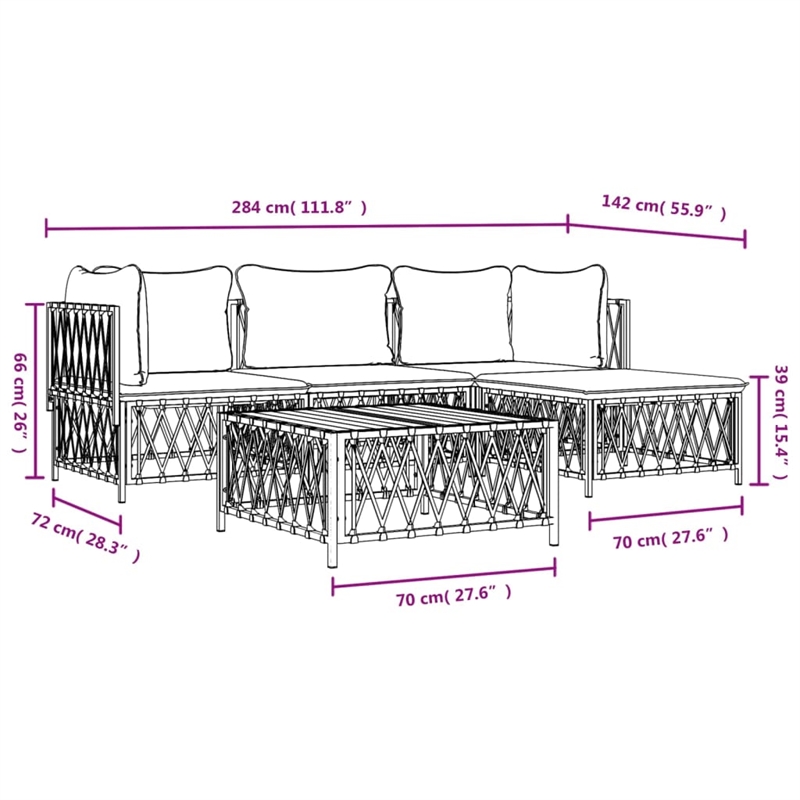 vidaXL Steel Garden Lounge Set in White/Gray