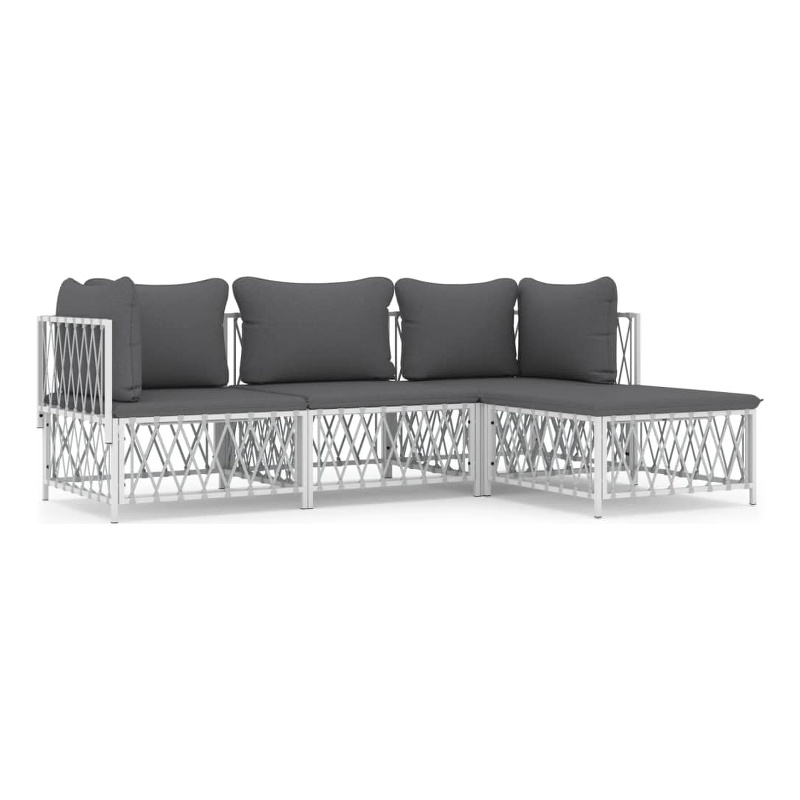 vidaXL Steel Garden Lounge Set in White/Gray