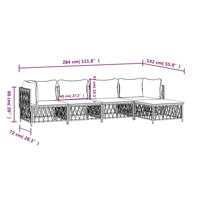 vidaXL 5 Piece Steel Garden Lounge Set in Anthracite