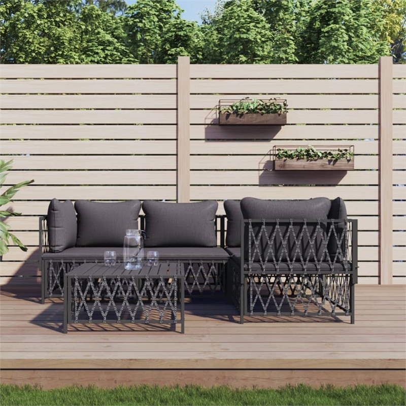 vidaXL 5 Piece Steel Small Garden Lounge Set in Anthracite