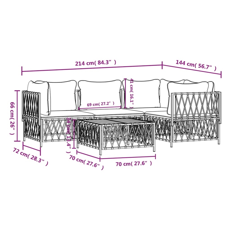 vidaXL 5 Piece Steel Small Garden Lounge Set in Anthracite