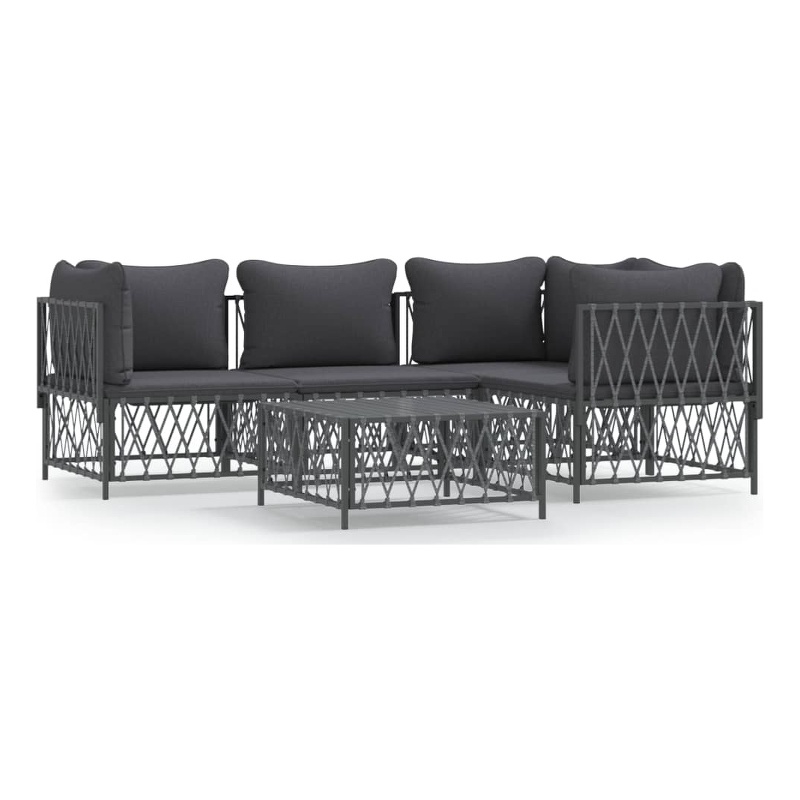 vidaXL 5 Piece Steel Small Garden Lounge Set in Anthracite