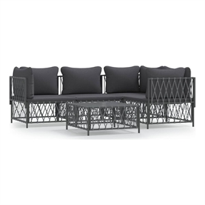 vidaXL 5 Piece Steel Small Garden Lounge Set in Anthracite