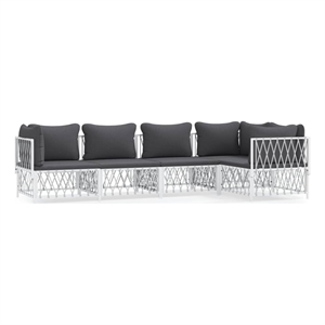 vidaXL 5 Piece Steel Garden Lounge Set in White/Gray