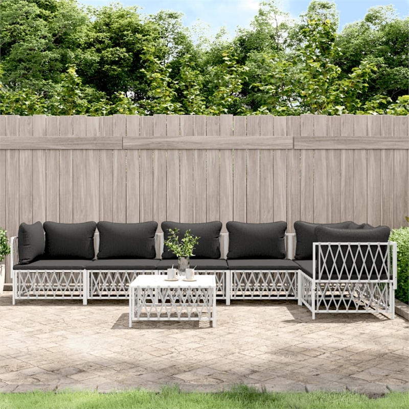vidaXL 7 Piece Steel Garden Lounge Set in White