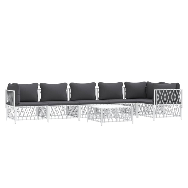 vidaXL 7 Piece Steel Garden Lounge Set in White