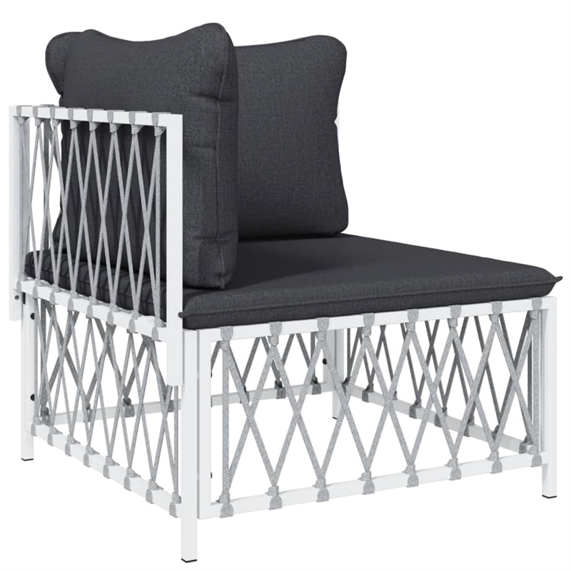 vidaXL 7 Piece Steel Garden Lounge Set in White