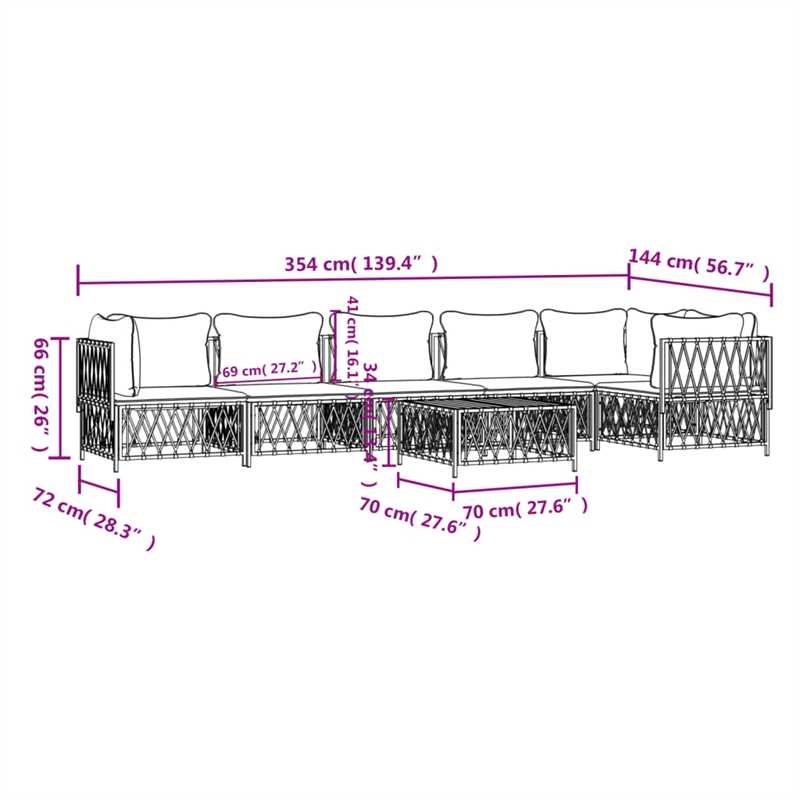 vidaXL 7 Piece Steel Garden Lounge Set in White