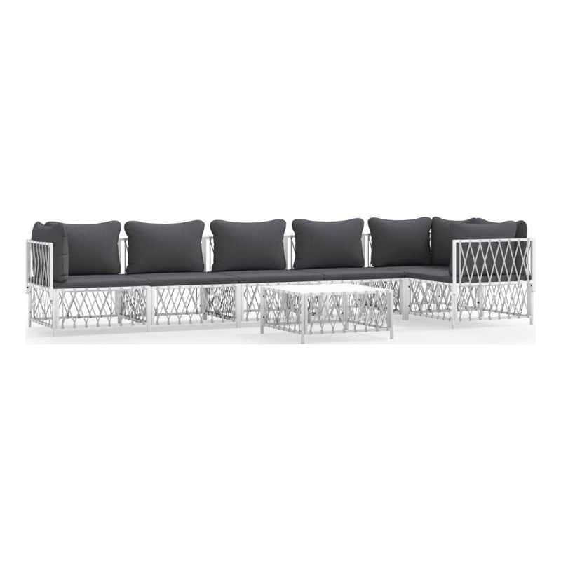 vidaXL 7 Piece Steel Garden Lounge Set in White