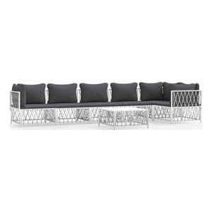 vidaXL 7 Piece Steel Garden Lounge Set in White