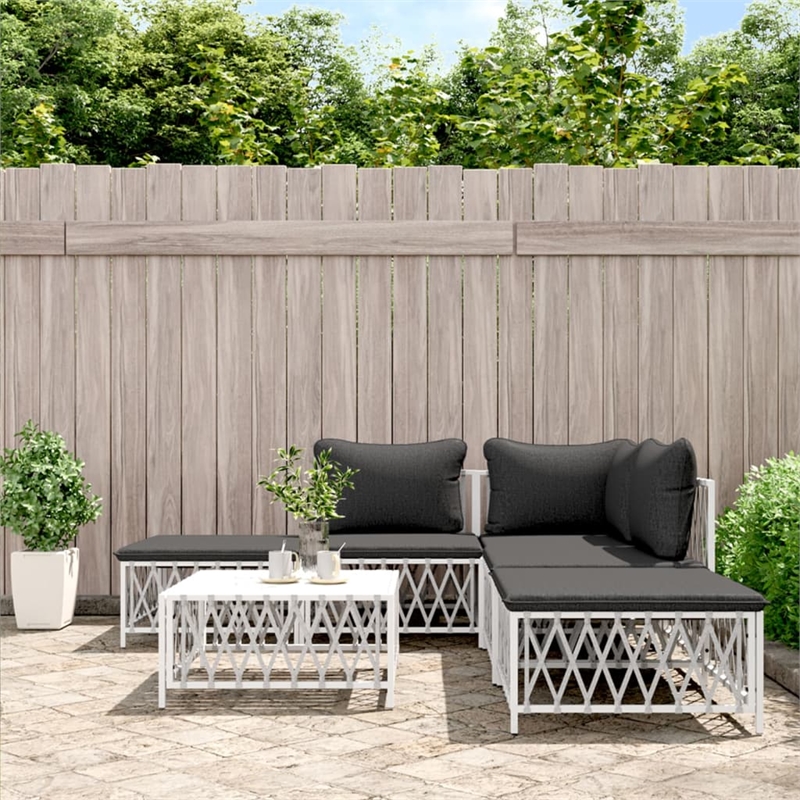 vidaXL 6 Piece Steel Garden Lounge Set in White