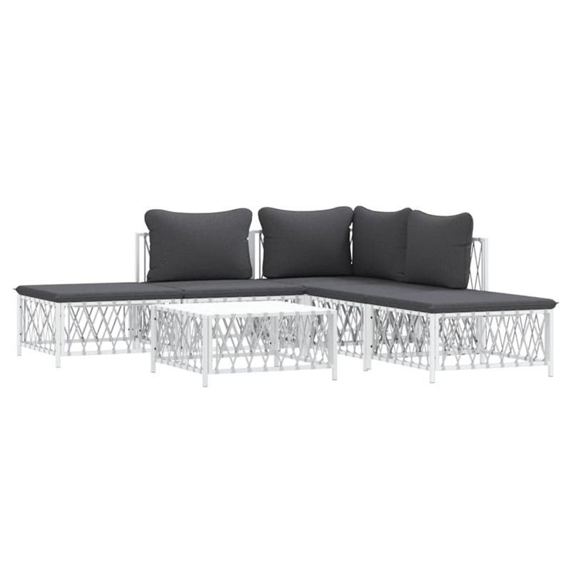 vidaXL 6 Piece Steel Garden Lounge Set in White