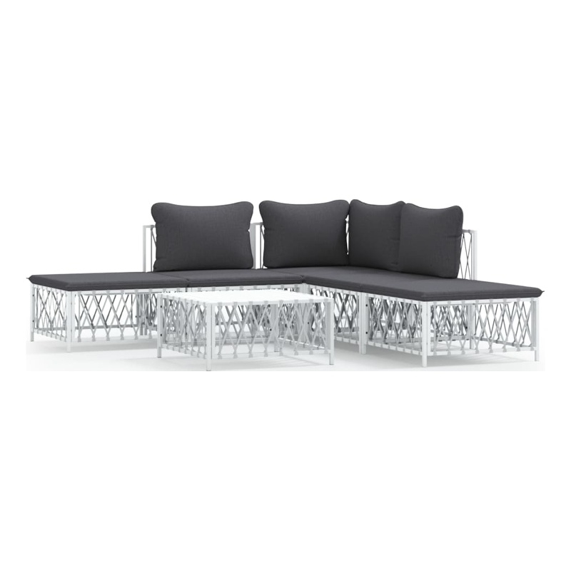 vidaXL 6 Piece Steel Garden Lounge Set in White