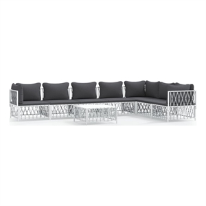 vidaXL 8 Piece Steel Lounge Set in White