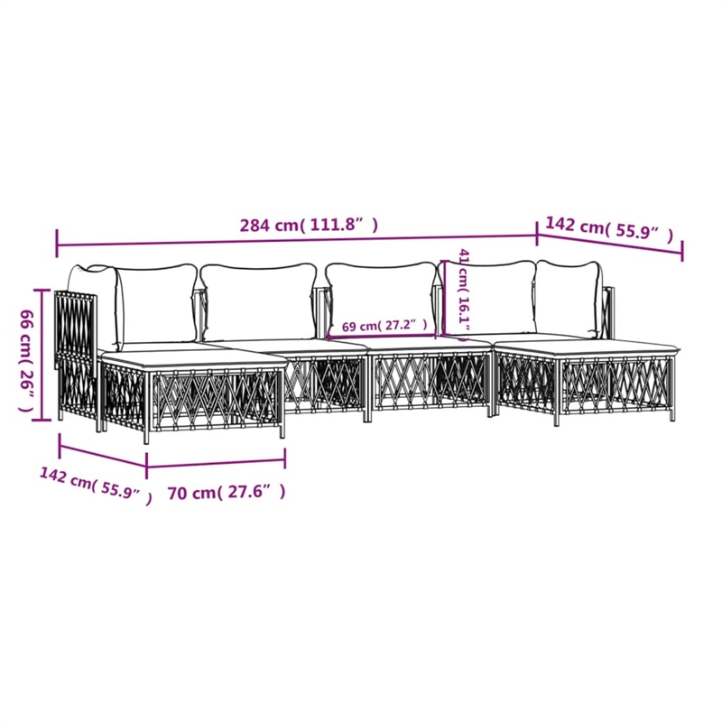 vidaXL 6 Piece Steel Garden Lounge Set in Anthracite